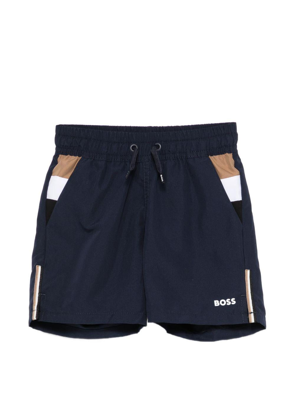 Costume da bagno per bambino Boss Kidswear blu con dettagli laterali J52898 849 BOSS KIDS 