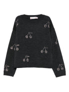 Maglione per bambina Bonpoint grigio con motivo ciliegie W05GJUK00021 194 BONPOINT 