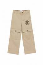 Pantaloni per bambino Roberto Cavalli Kids beige con toppa monogramma CBP26093PA MARRONE D. ROBERTO CAVALLI KIDS 