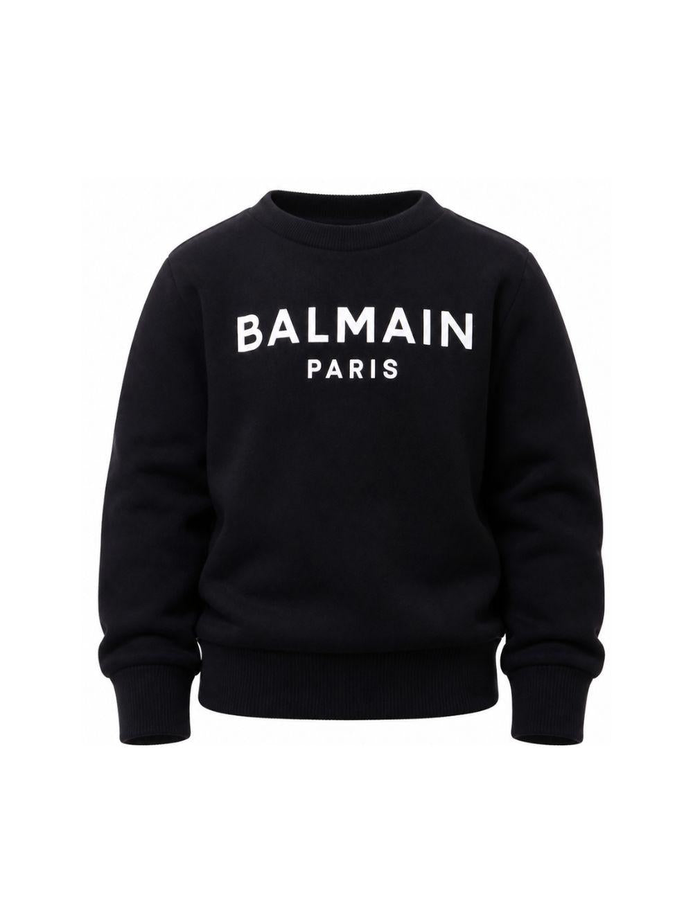 Felpa per bambino Balmain Kids nera con stampa logo sul davanti BX4P10 Z3183 930BC BALMAIN KIDS 