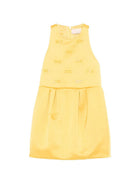 Abito per bambina Elisabetta Franchi La Mia Bambina giallo con decorazione logo EFAB6670RA016 2033 ElISABETTA FRANCHI KIDS 
