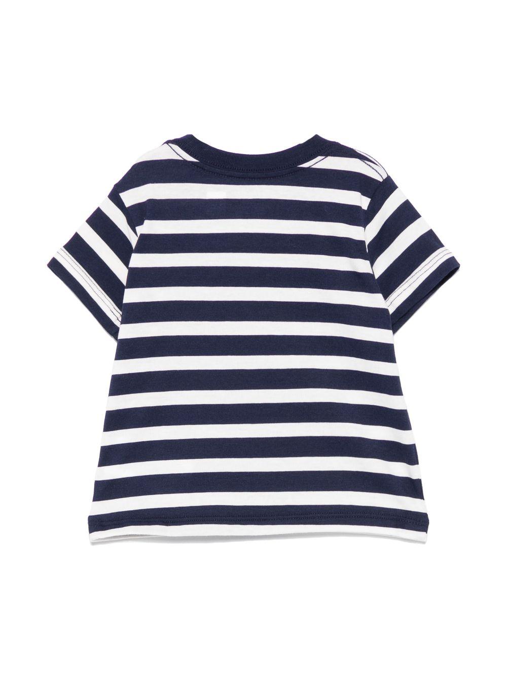 T-shirt per neonato Polo Ralph Lauren Kids blu a righe con stampa logo sul davanti 958161NB 001 Ralph Lauren kids 