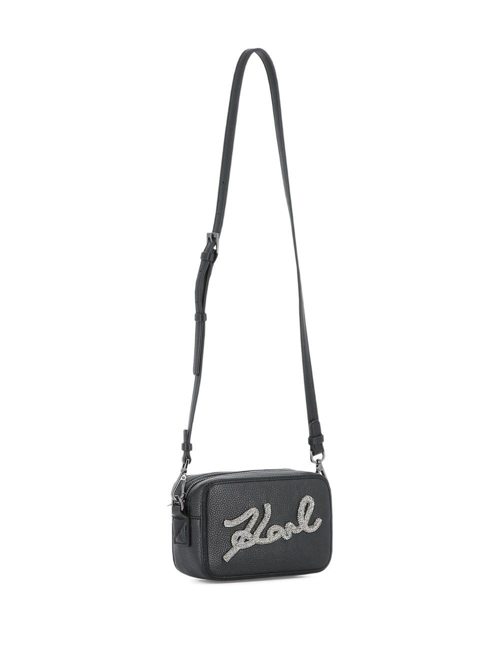 Borsa a spalla per bambina Karl Lagerfeld Kids nera con strass Z31022 09B KARL LAGERFELD KIDS 
