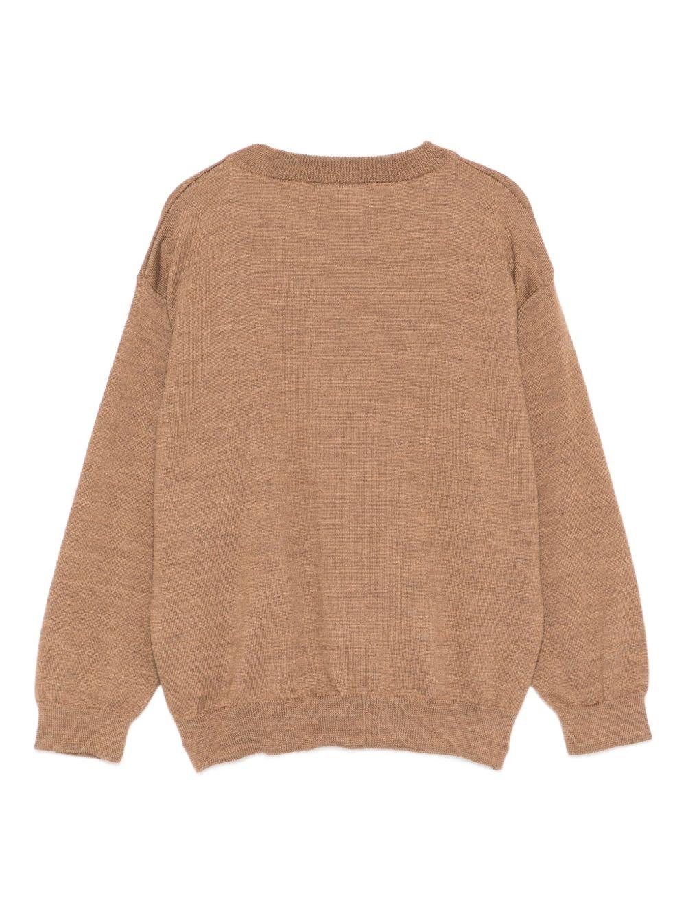 Maglione per bambini Fendi Kids marrone con logo ricamato JUG184 AS5P F0QU5 FENDI KIDS 