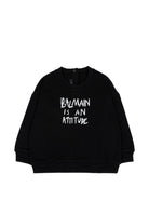 Maglione per neonato Balmain Kids nero con slogan stampato sul davanti BZ4360 Z3183 930BC BALMAIN KIDS 