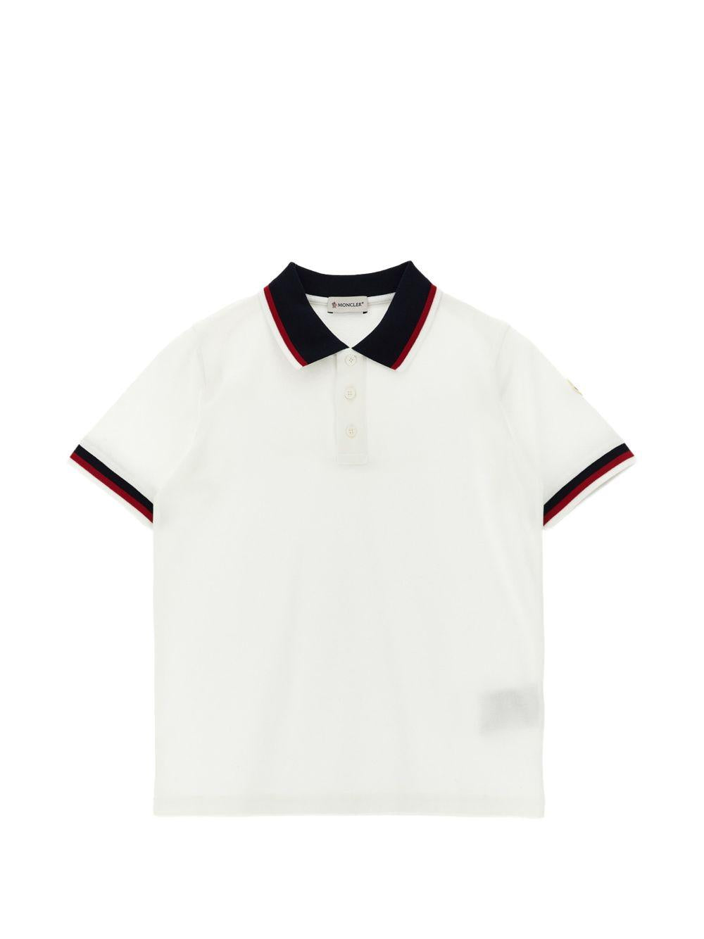 T-shirt per bambino Moncler Enfant bianca con dettaglio tricolore L19548A000038496W 034 MONCLER KIDS 
