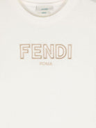 T-shirt per bambini Fendi Kids bianca con logo ricamato sul davanti JUI159 7AJ F1PCP FENDI KIDS 