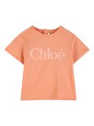 T-shirt per neonata Chloé Kids arancione con scritta logo C20910 43A CHLOE' KIDS 