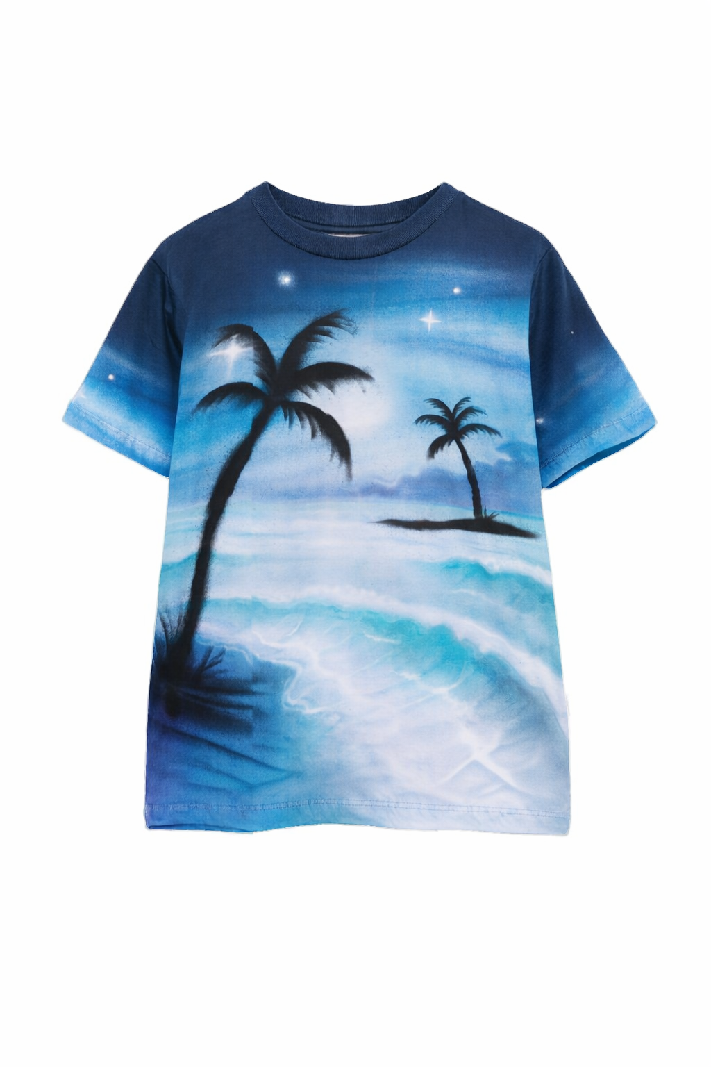 T-shirt per bambino Molo blu con stampa palme 6S26A215 9894 MOLO KIDS 