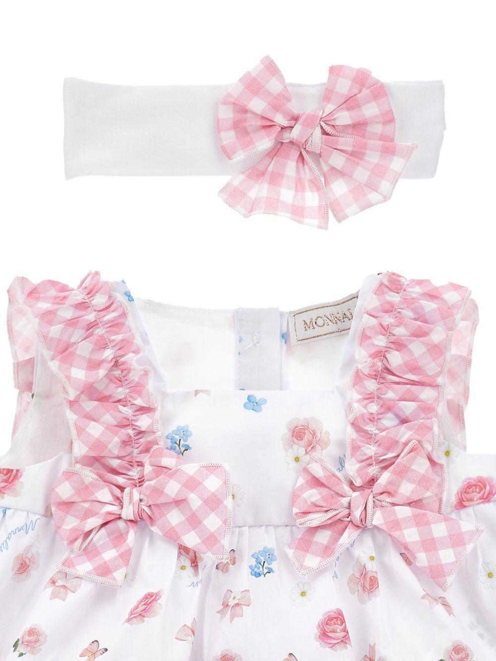 Set abito per neonata Monnalisa bianco a fiori con ruches 35G506 7011 9990 MONNALISA KIDS 