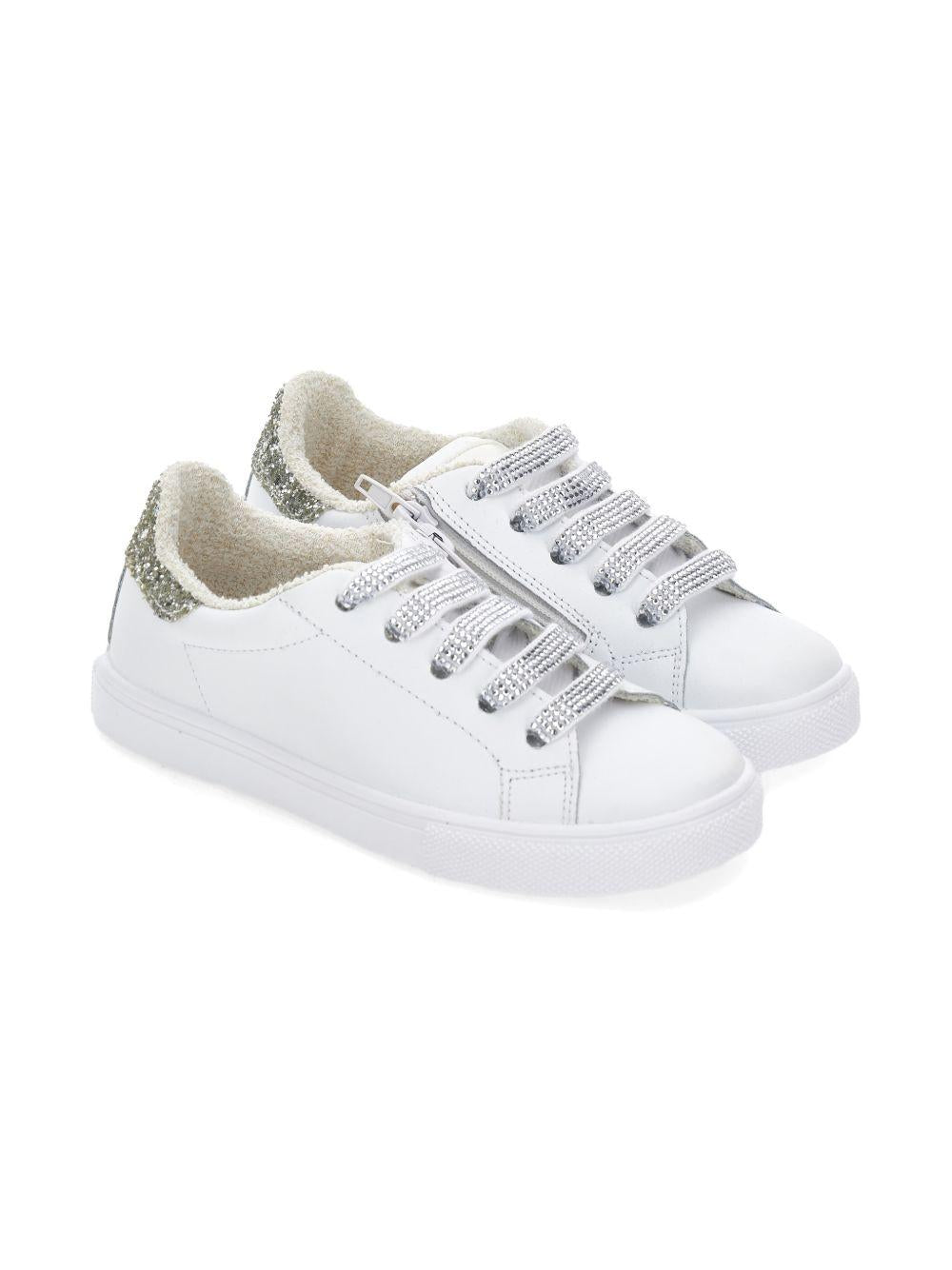 Sneakers per bambina Monnalisa bianche con glitter 87G006 7715 0001 MONNALISA KIDS 