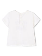 T-shirt per neonata Chloé Kids bianco con ricamo con logo frontale C20525 117 CHLOE' KIDS 
