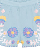 Shorts per bambina Louise Misha azzurri con ricamo floreale GRI-S26-S0066 BLUE LOUISE MISHA KIDS 