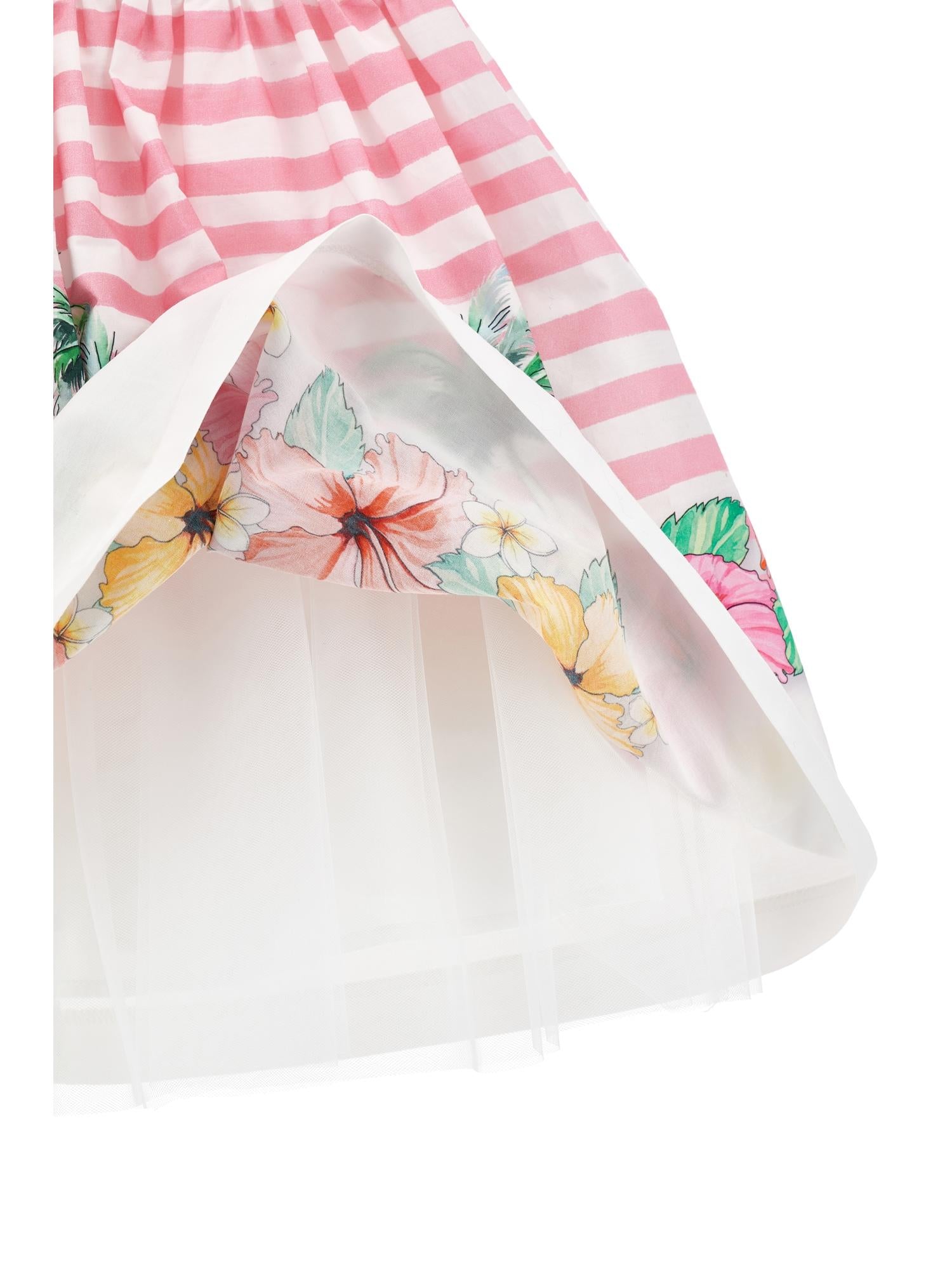 Abito per bambina Monnalisa x Disney rosa con design a righe 11H925 8657 9993 MONNALISA 