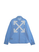 Camicia per bambino Off-White Kids azzurra con stampa grafica sul retro 44BGA00AS26F002 430 OFF WHITE KIDS 