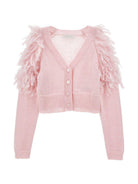 Cardigan per bambina Monnalisa Kids rosa con dettaglio con frange sulle spalle 79H800 8718 0091 MONNALISA KIDS 