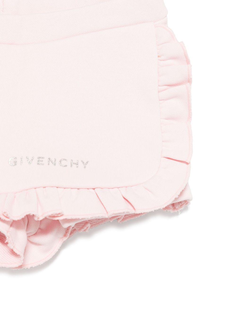Bermuda con logo per neonata Givenchy Kids rosa con rifinitura con ruches H30660 44Z GIVENCHY KIDS 
