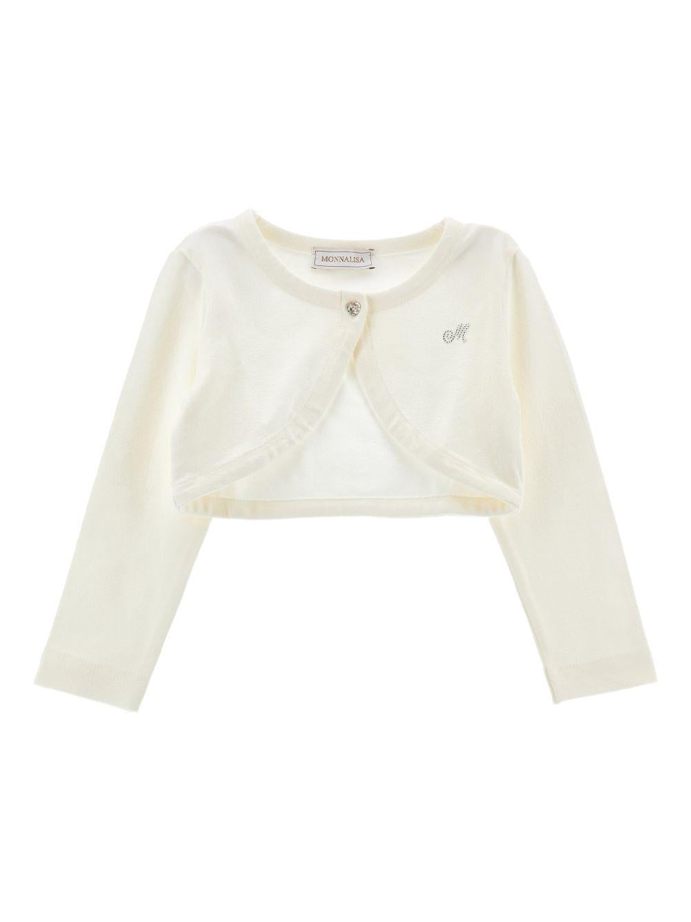 Cardigan per bambina Monnalisa bianco con bottoni a cuore 17G802 7204 0001 MONNALISA KIDS 