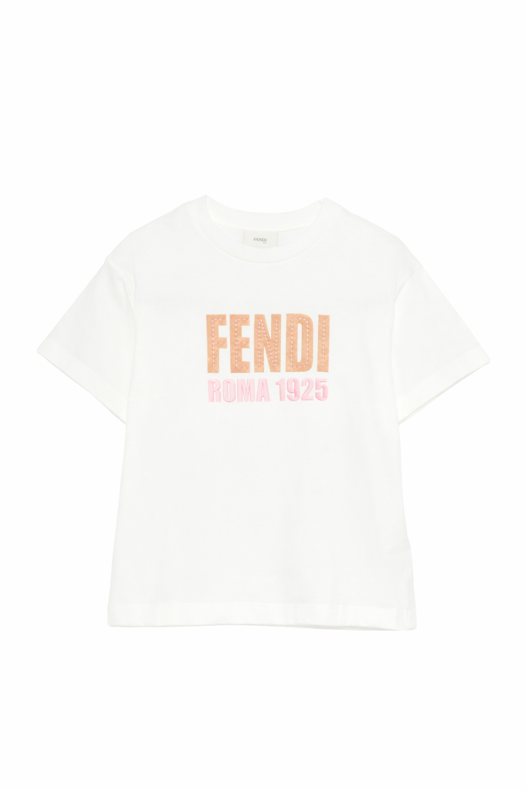 T-shirt per bambina Fendi Kids bianca con logo ricamato JUI204 7AJ F0TU9 FENDI KIDS 