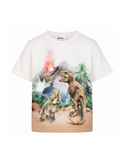T-shirt per bambino Molo bianca con stampa grafica dinosauri 1S26A208 9900 MOLO KIDS 