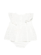 Abito per neonata Louise Misha bianco con dettagli traforati FRI-S26-R0290 OFF WHITE LOUISE MISHA KIDS 