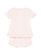 Set maglia con shorts per neonata Paz Rodriguez rosa con dettaglio in pizzo sangallo 103-123682 322 PaZ RODRIGUEZ KIDS 