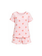 Pigiama per bambina Petit Bateau rosa con stampa a cuori A0F87 01 PETIT BATEAU 