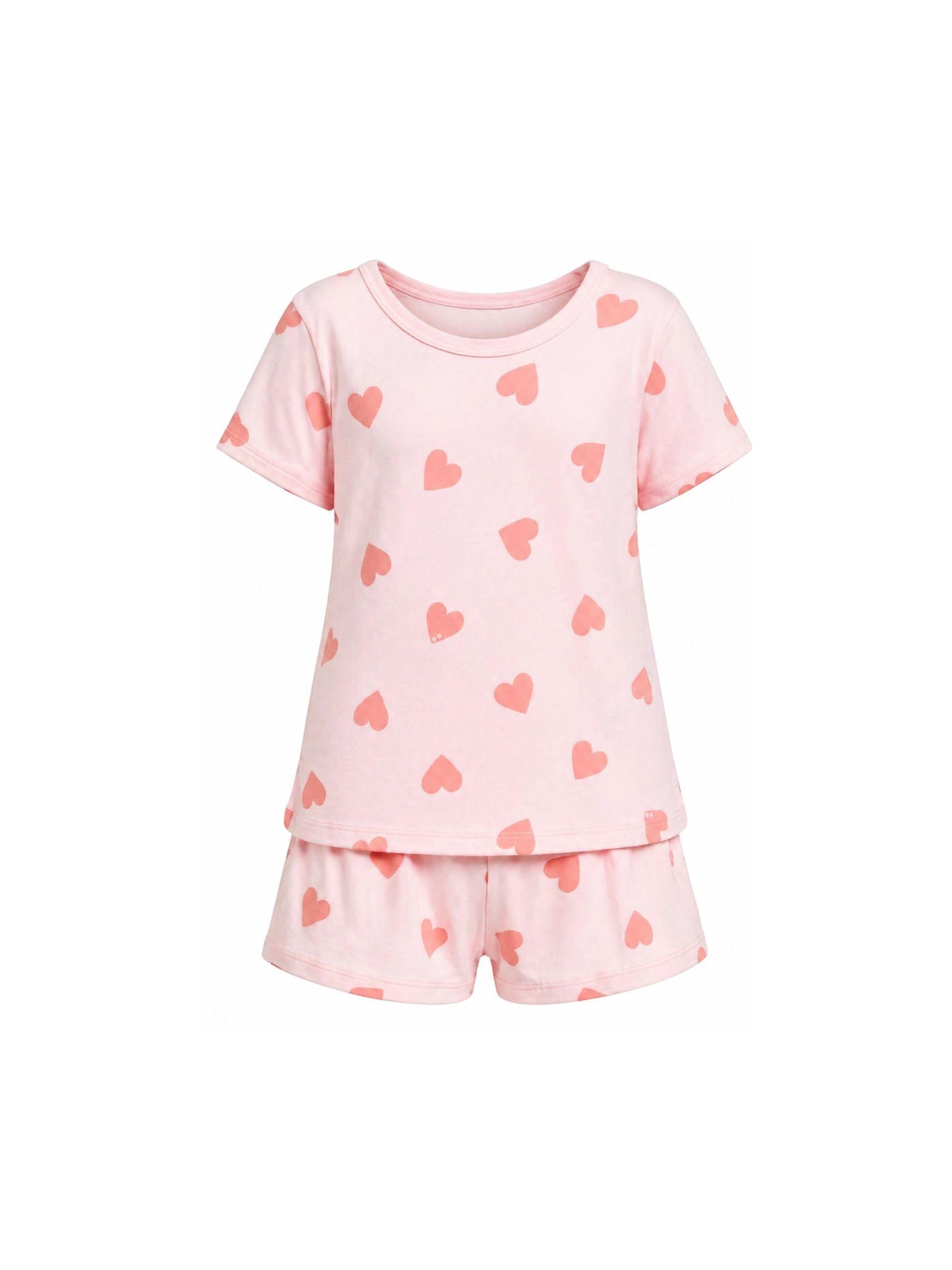 Pigiama per bambina Petit Bateau rosa con stampa a cuori A0F87 01 PETIT BATEAU 