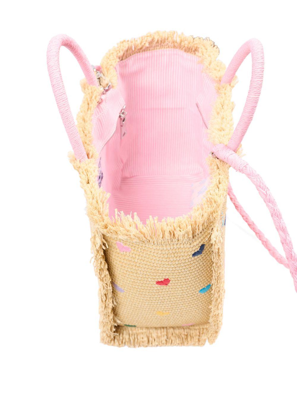 Borsa Colette MC2 Saint Barth beige con cuoricini ricamati all-over COL0017 00344L MC2 ST. BARTH KIDS 