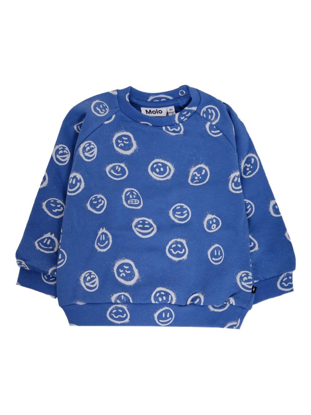 Felpa per neonato Molo blu con stampa smile all-over 6W25J202 9405 MOLO 