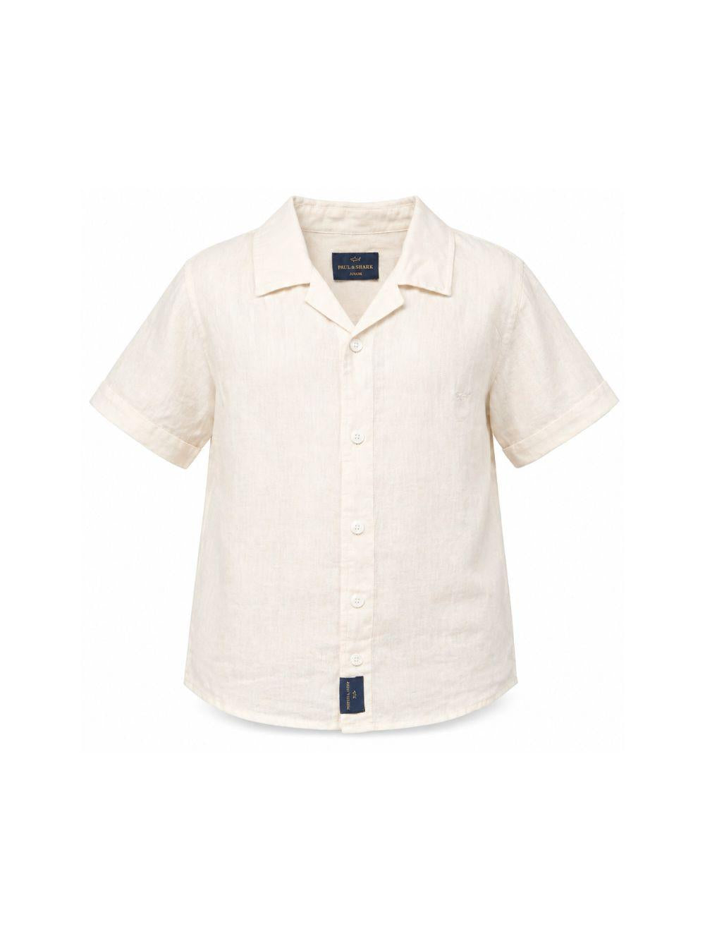 Camicia per bambino Paul & Shark Kids beige a maniche corte WUC002LUC01 20170 PAUL & SHARK KIDS 