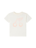 T-shirt per neonata Bonpoint bianca con stampa ciliegie sul davanti S06XTSK00002 102 BONPOINT KIDS 