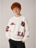 Felpa per bambino Emporio Armani Kids bianco sporco con stampa logo sul retro EB001389 AF10126 U1009 EMPORIO ARMANI KIDS 