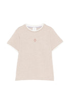T-shirt per bambino Eleventy Kids beige con logo sul davanti EY8P31 Z3711 873AV ELEVENTY KIDS 