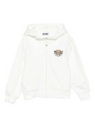 Felpa per bambini Moschino Kids bianco con chiusura con zip HUF09ELCA40 10063 MOSCHINO KIDS 
