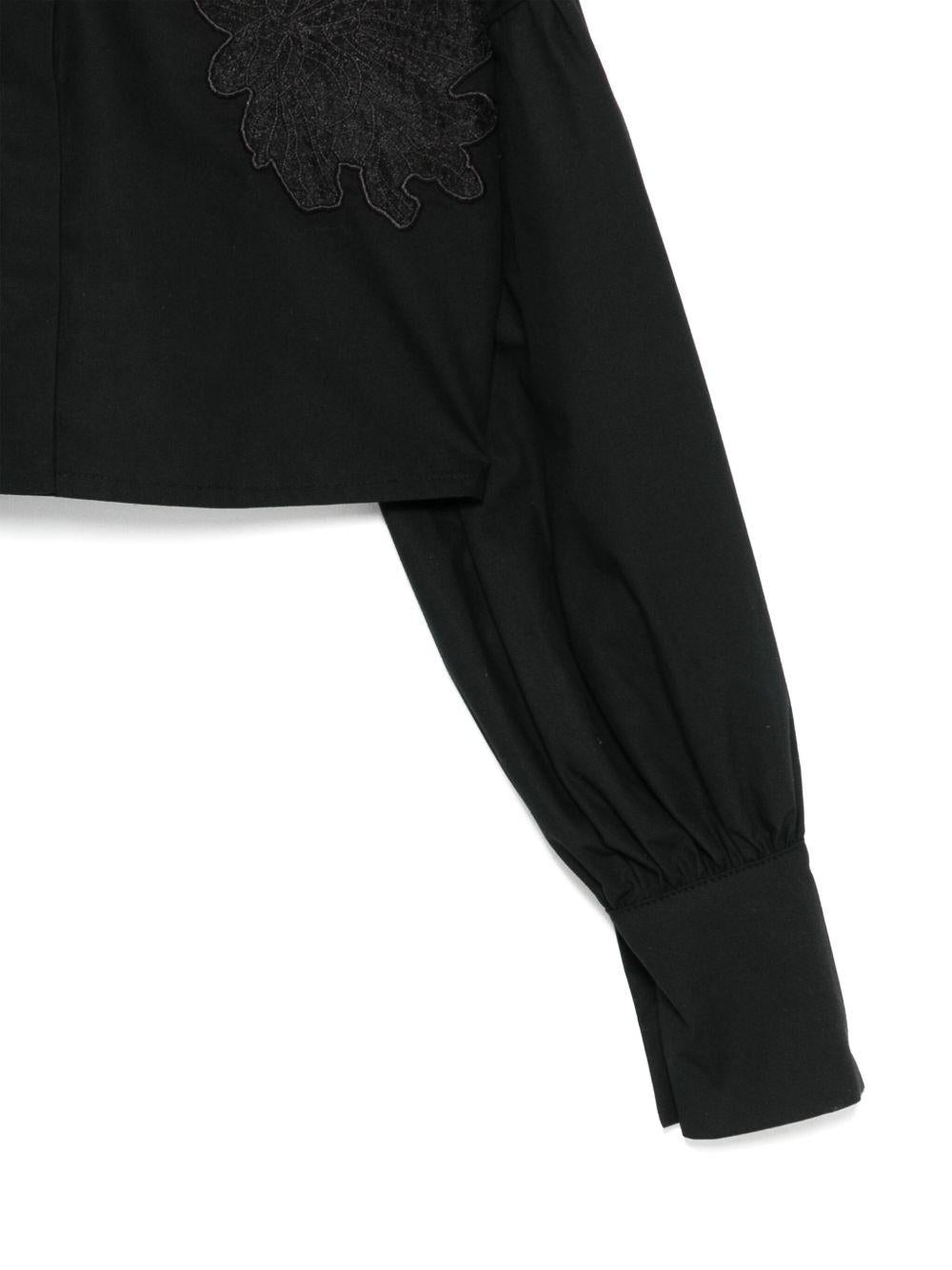 Camicia per bambina Elisabetta Franchi La Mia Bambina nero con applicazione in pizzo EFCA2630CA235 N000 ElISABETTA FRANCHI 