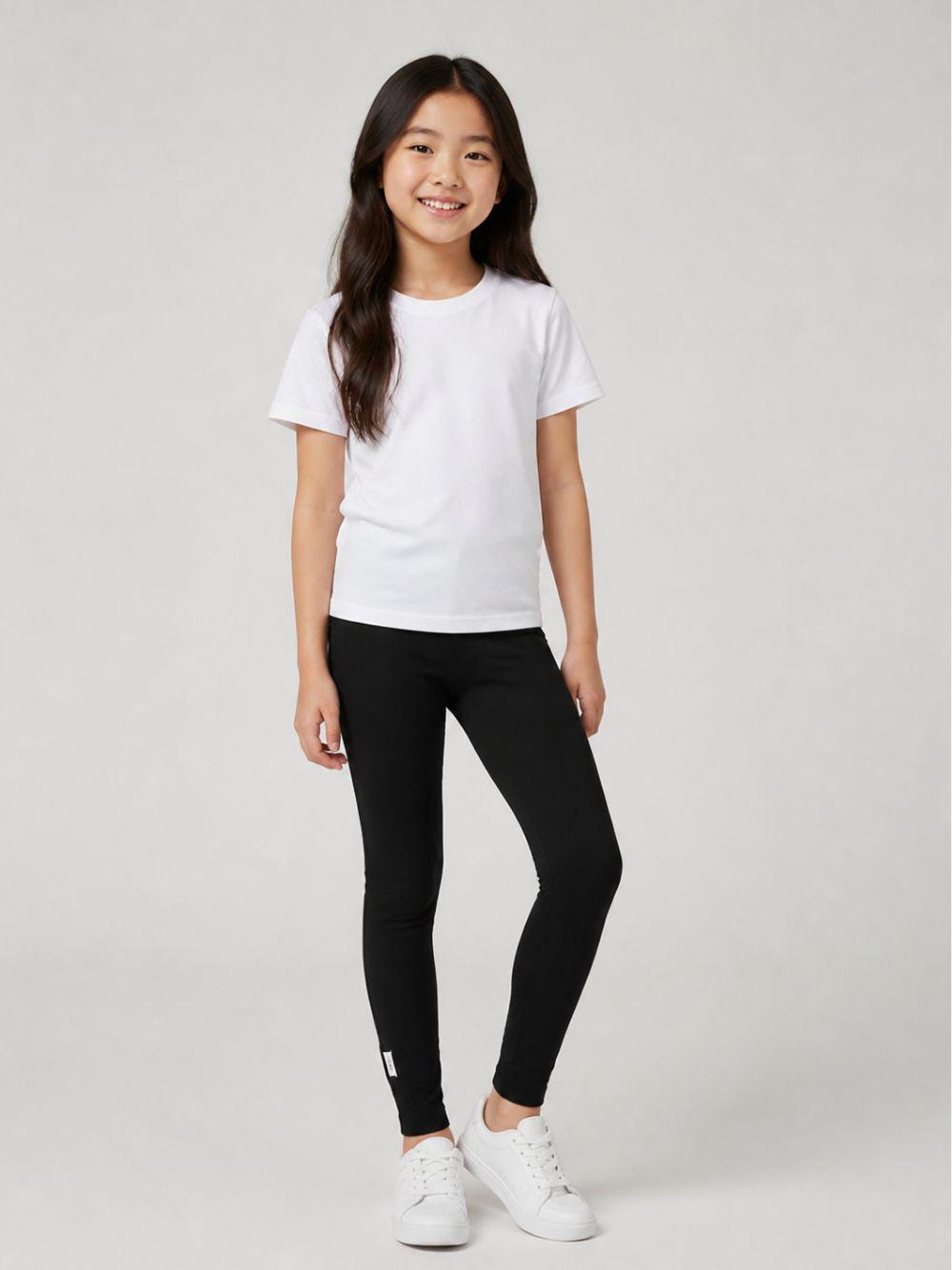 Leggings per bambina Douuod Kids nero con dettaglio logo DY6A20 J0331 930 DOUUOD KIDS 