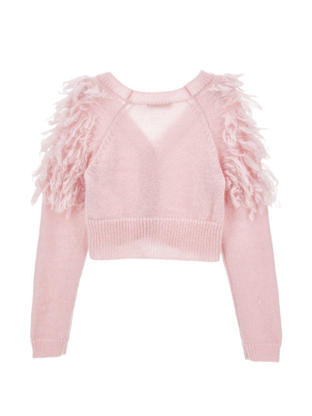 Cardigan per bambina Monnalisa Kids rosa con dettaglio con frange sulle spalle 79H800 8718 0091 MONNALISA KIDS 