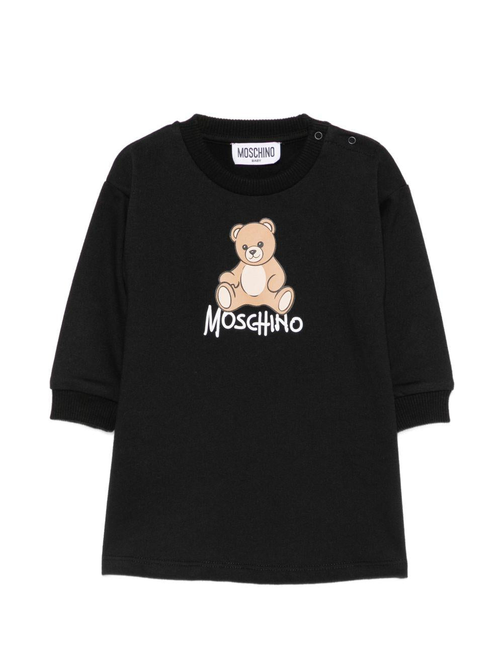 Abito per neonata Moschino Kids nero con motivo Teddy Bear MBV0CVLCA40 60100 MOSCHINO KIDS 