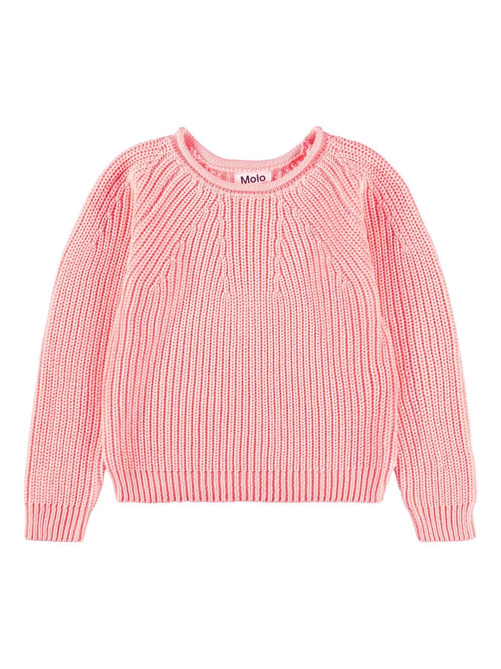 Maglione Gaye per bambina Molo rosa con lavorazione in maglia a coste 2S26K204 5650 MOLO KIDS 