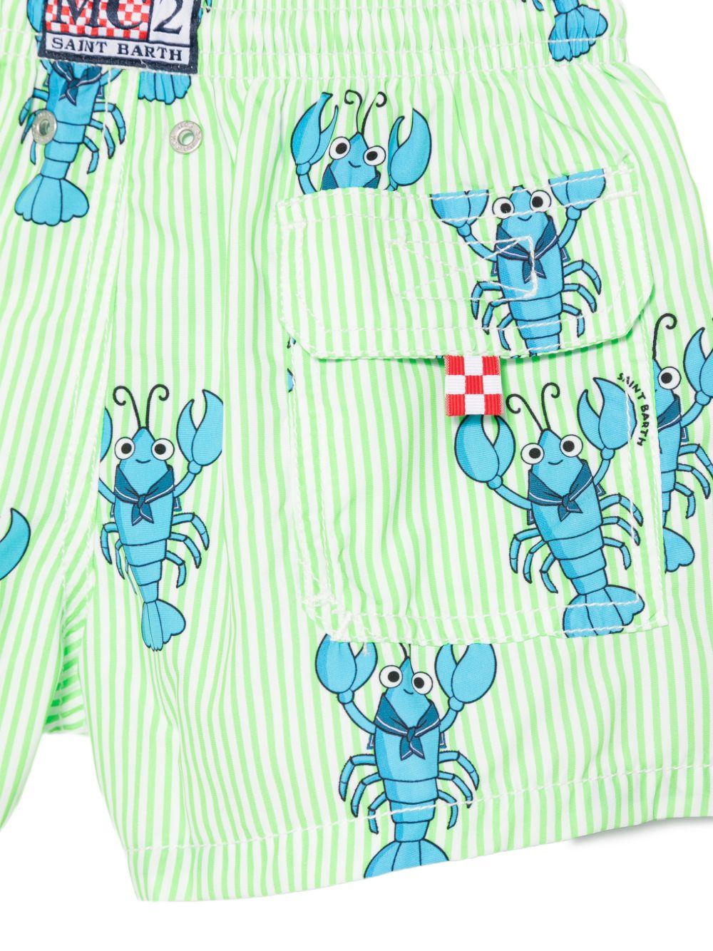 Costume per bambino MC2 Saint Barth Kids verde con stampa aragoste all-over JEA0001 02041L MC2 ST. BARTH KIDS 