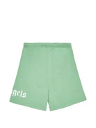 Shorts per bambino Palm Angels Kids verdi con logo sul davanti PBCI006S26FLE001 080 PALM ANGELS KIDS 