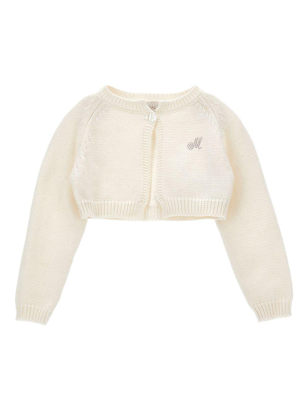 Cardigan crop per neonata Monnalisa bianco con scollo rotondo 73F800 6060 0001 MONNALISA 
