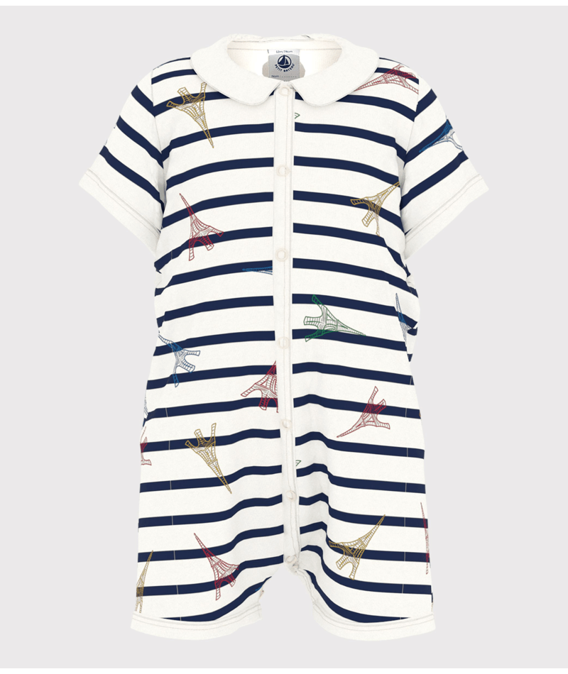 Tutina per neonati Petit Bateau bianco con fantasia grafica all-over A0DE7 01 PETIT BATEAU 