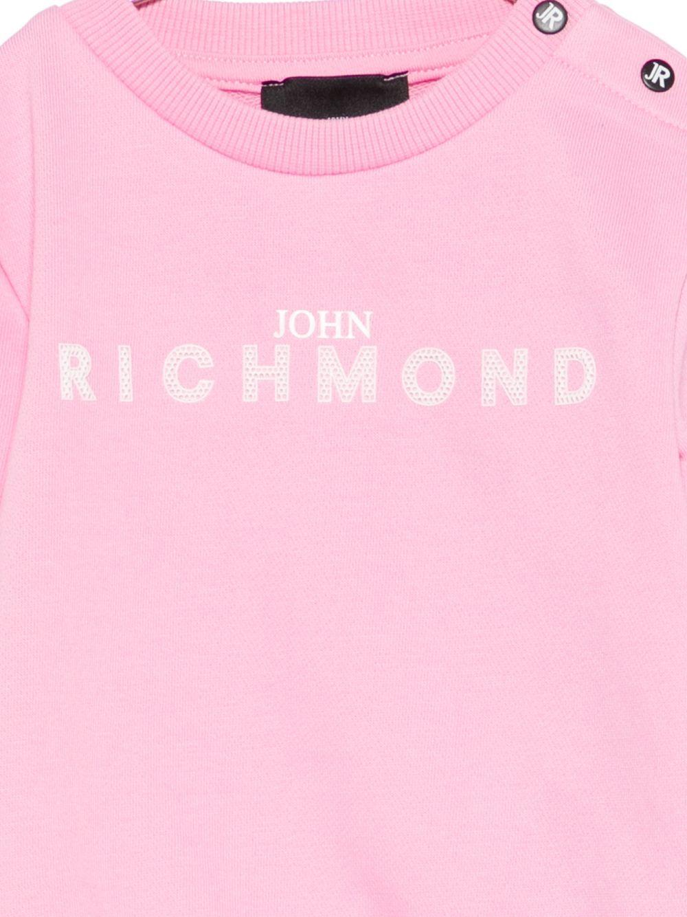 Felpa per neonata John Richmond Junior rosa con dettaglio logo RIP26036FE PINK BEGONIA JOHN RICHMOND KIDS 