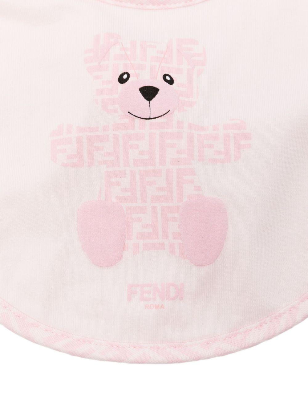 Set di tre bavaglini per neonata Fendi Kids rosa con logo FF BUJ307 ST8 F0C11 FENDI KIDS 
