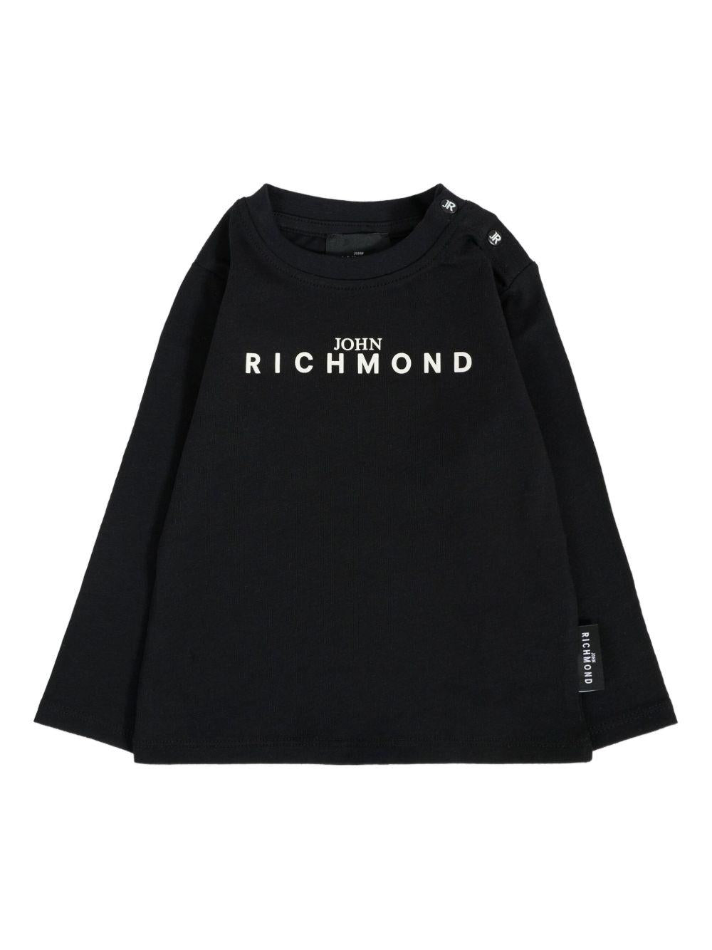 T-shirt per neonati John Richmond Junior nero con logo sul davanti RIA25012TS BLACK JOHN RICHMOND JUNIOR 