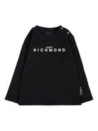 T-shirt per neonati John Richmond Junior nero con logo sul davanti RIA25012TS BLACK JOHN RICHMOND JUNIOR 