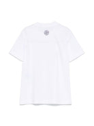 T-shirt con stampa per bambino Stone Island Junior bianco con girocollo K1S162100010S0150 V0001 STONE ISLAND JUNIOR 