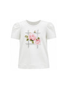 T-shirt per bambina Monnalisa Kids bianca con stampa grafica 71H603 8201 0001 MONNALISA KIDS 